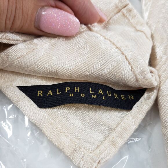 Ralph Lauren Home Cotton Blend Tan Paisley Damask Cream Set of 4 Dinner Napkins - Picture 6 of 13